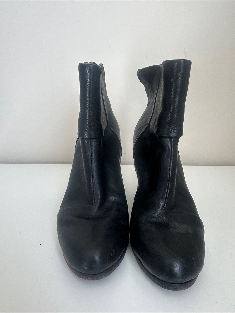 rag & bone Black Leather Front-Zip Ankle Booties
